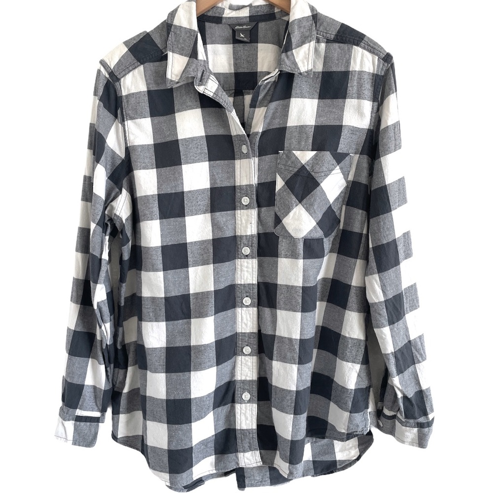 Eddie Bauer • Women’s Flannel • Gray & White Plaid